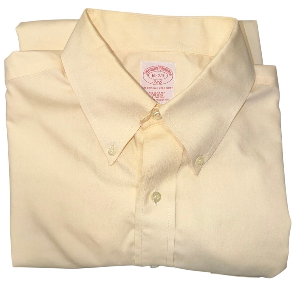 NWOT Brooks Brothers 346 Non-Iron Yellow Button Down Dress Shirt 16